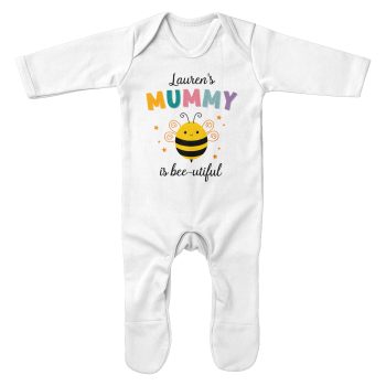 Personalised Mothers Day Romper Suit Bee Design Personalised Mothers Day Romper Suit Bee Design Baby Romper Suits Purple Print House