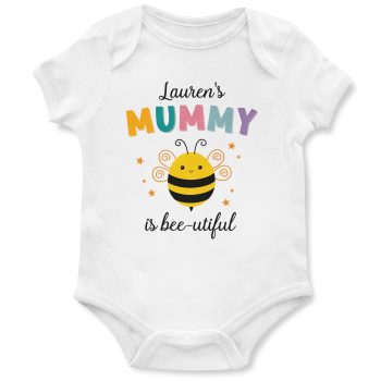 Personalised Mothers Day Babygrow Bee Design Baby Clothing Purple Print House