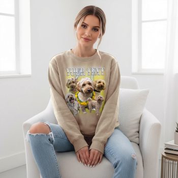 Custom Pet Bootleg Sweatshirt Retro Rap Custom Pet Upload Multiple Photos Adult Sweatshirts Purple Print House