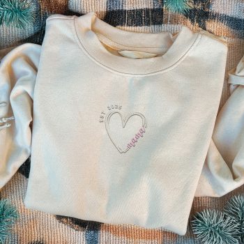 Mothers Day Embroidered Sweatshirt Love Heart Embroidery Mama Custom Est Date Puff Sleeve Adult Sweatshirts Purple Print House
