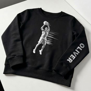 Personalised Basketball Sweatshirt Player Name On Sleeve Kids' Sweatshirts Purple Print House