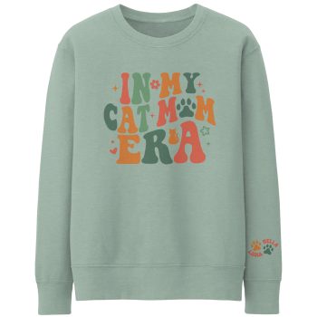 Personalised Cat Mum Sweatshirt Retro Boho Cat Mum Era Sleeve Name Adult Sweatshirts Purple Print House
