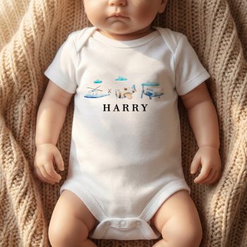 Personalised Baby Grow Multipack Set Planes Trains And Boats Baby Clothing Purple Print House