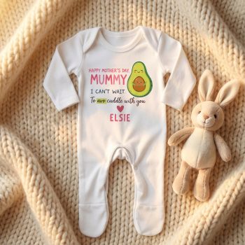 Custom Mothers Day Baby Romper Suit I Cant Wait To Avo Cuddle With You Avocado Baby Clothing Purple Print House