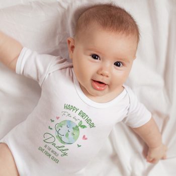 Personalised Babygrow Best Daddy Earth Birthday Design Baby Clothing Purple Print House