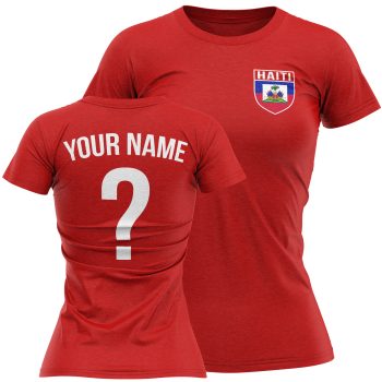 Haiti Womens Football T Shirt Haiti Team Design With Added Name And Number Personalised Clothing Purple Print House