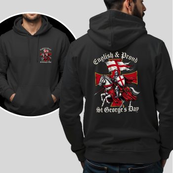 English And Proud Hoodie For Men St Georges Day Knight Pocket And Large Back Print Design Adult Hoodies Purple Print House