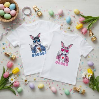 Baby Matching Easter T Shirt Cool Bunny Custom Name Baby T-Shirts Purple Print House
