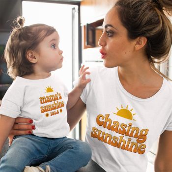 Matching Mummy And Daughter T Shirt Chasing Sunshine Baby Clothing Purple Print House