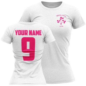 Personalised Ireland Womens T Shirt Pink Irish Clovers Irish Gifts Purple Print House