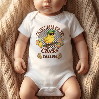 Personalised Baby Boys Easter Babygrow Just Here For Chicks Baby Boys Clothing Purple Print House
