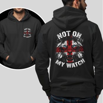 Mens England Hoodie St Georges Rampant Lion Not On My Watch Pocket And Large Back Print design Adult Hoodies Purple Print House