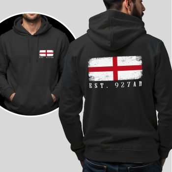 Mens Hoodie With St George Cross Pocket And Large Back Print Design Adult Hoodies Purple Print House