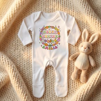 Easter Personalised Romper Suit For Baby Girls Boho Bracelet Name Baby Romper Suits Purple Print House