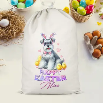 Girls Easter Present Sack Schnauzer Chick Name Print Easter Gifts Purple Print House