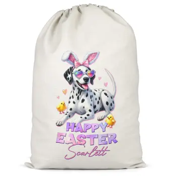 Girls Easter Custom Present Sack Dalmation Chick Name Girls Easter Custom Present Sack Dalmation Chick Name Easter Gifts Purple Print House