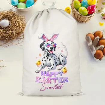 Girls Easter Custom Present Sack Dalmation Chick Name Easter Gifts Purple Print House
