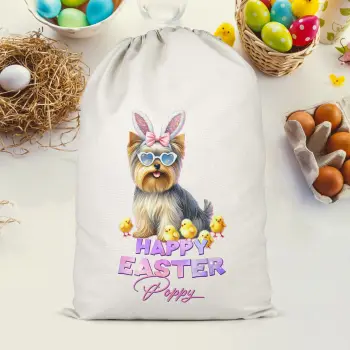 Girls Easter Personalised Present Sack Yorkie Chick Name Easter Gifts Purple Print House
