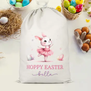 Personalised Easter Present Sack Girls Bunny Name Easter Gifts Purple Print House