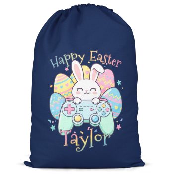 Custom Easter Present Sack For Girls Gaming Bunny Name Custom Easter Present Sack For Girls Gaming Bunny Name Easter Gifts Purple Print House