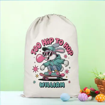 Funny Easter Bunny Personalised Sack Too Hip To Hop Skateboarding Bunny Easter Gifts Purple Print House