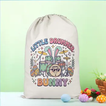 Personalised Easter Egg Sack For Kids Little Drummer Drum Set And Eggs Easter Gifts Purple Print House