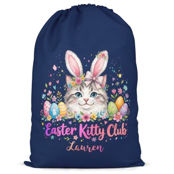 Custom Easter Egg Treat Bag Kitty Club Cat Design With Custom Name Easter Gifts Purple Print House