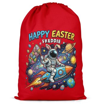Personalised Easter Egg Present Bag Spaceman And Space Ship Design With Custom Name Personalised Easter Egg Present Bag Spaceman And Space Ship Design With Custom Name Easter Gifts Purple Print House