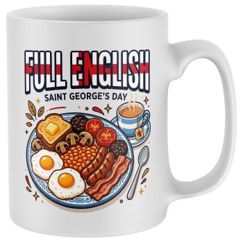 Funny St Georges Day Mug Full English Breakfast Design Home & Kitchen Purple Print House