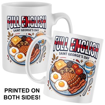 Funny St Georges Day Mug Full English Breakfast Design Home & Kitchen Purple Print House