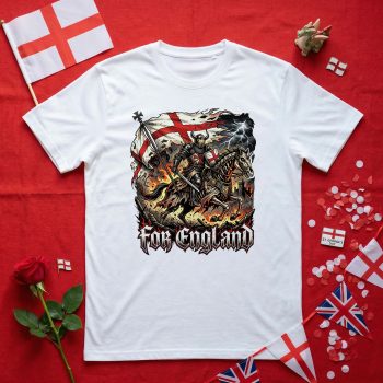 St Georges Day Mens T Shirt English Knight Skeleton Horse Men's Graphic T-shirts Purple Print House