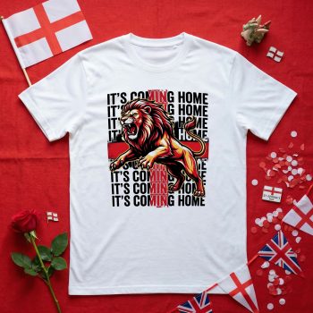 Mens England T Shirt Its Coming Home Lion Design Tee England Merchandise Purple Print House