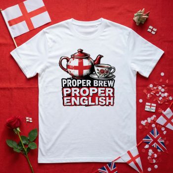 Mens St Georges Day Funny T Shirt Proper Brew Tea Design Funny T-Shirts Purple Print House