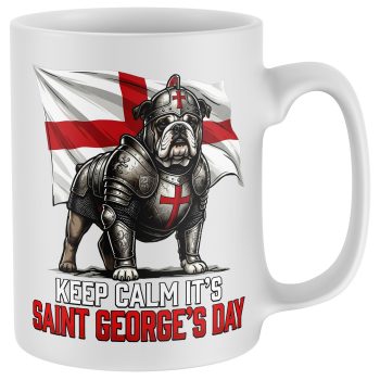 St Georges Day Funny Mug Keep Calm With English Bulldog In Armour Novelty Mugs Purple Print House