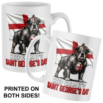 St Georges Day Funny Mug Keep Calm With English Bulldog In Armour Novelty Mugs Purple Print House