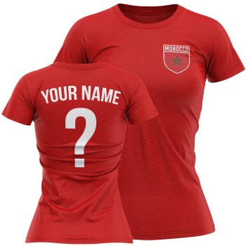 Morrocco Womens Football T Shirt Moroccan Team Design With Added Name And Number Personalised Clothing Purple Print House