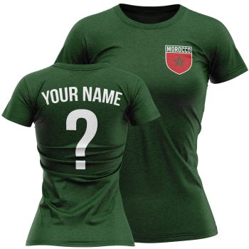 Morrocco Womens Football T Shirt Moroccan Team Design With Added Name And Number Personalised Clothing Purple Print House
