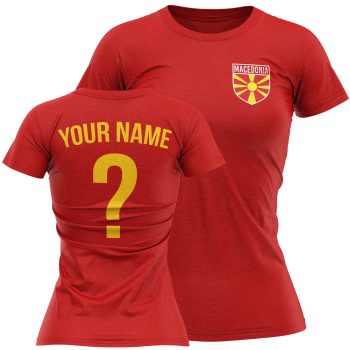 Macedonia Womens Football T Shirt Macedonian Team Design With Added Name And Number Personalised Clothing Purple Print House