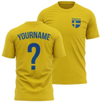 Mens Sweden Football T Shirt Personalised Name Number Sverige Swedish Team Men's Graphic T-shirts Purple Print House
