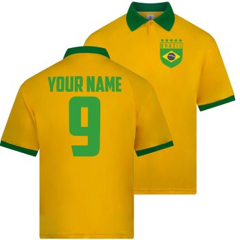 Custom Retro Brazil Shirt Name And Number Football Tee Men's Performance T-shirts Purple Print House