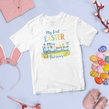 Easter Personalised Baby T Shirt Bunny Train Name Design Baby T-Shirts Purple Print House