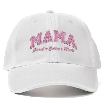 Mothers Day Personalised Vintage Cap Mama Embroidery With Added Childrens Name Mother's Day Gifts Purple Print House