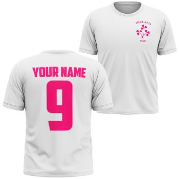 Personalised Ireland Girls T Shirt Pink Irish Clovers Irish Heritage Gifts Purple Print House