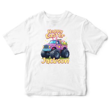 Personalised Easter Girls Monster Truck T Shirt Happy Easter Added Daughters Name Personalised Easter Girls Monster Truck T Shirt Happy Easter Added Daughters Name Baby T-Shirts Purple Print House