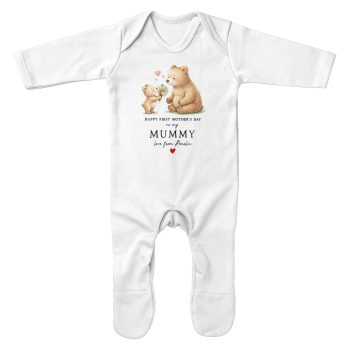 Personalised Mothers Day Romper Suit Mummy Baby Bear Baby Romper Suits Purple Print House