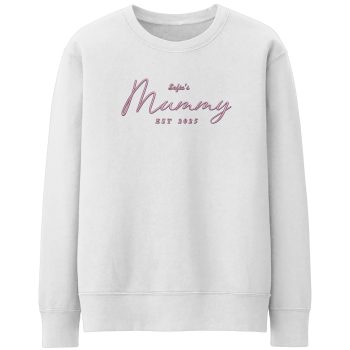 Embroidered Mummy Sweatshirt Est Date Name Adult Sweatshirts Purple Print House