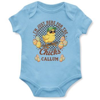 Personalised Baby Boys Easter Babygrow Just Here For Chicks Personalised Baby Boys Easter Babygrow Just Here For Chicks Baby Boys Clothing Purple Print House