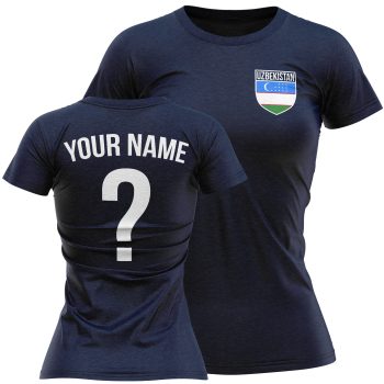 Uzbekistan Womens Football T Shirt Team Design With Added Name And Number Personalised Clothing Purple Print House