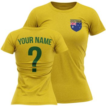 Australia Womens Football T Shirt Name Number Aussie Team Design Personalised Clothing Purple Print House