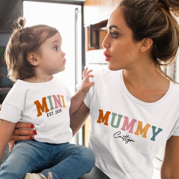 Mummy And Mini Matching T Shirt Est Date Custom Names Baby Clothing Purple Print House